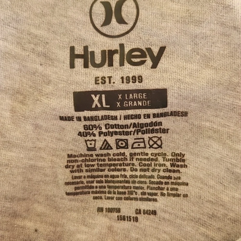 Hurley Mens Graphic T-Shirt XL Gray Surf and Enjoy Established 1999 Short Sleeve